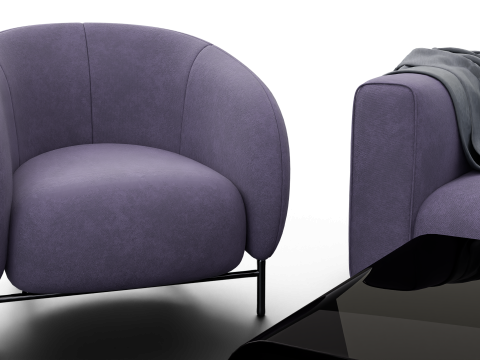 Modern Pastel Living Room Set Violet Edition 3D Modell