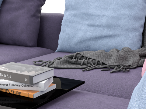 Modern Pastel Living Room Set Violet Edition 3D Modell