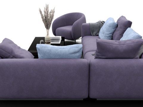 Modern Pastel Living Room Set Violet Edition 3D Modell