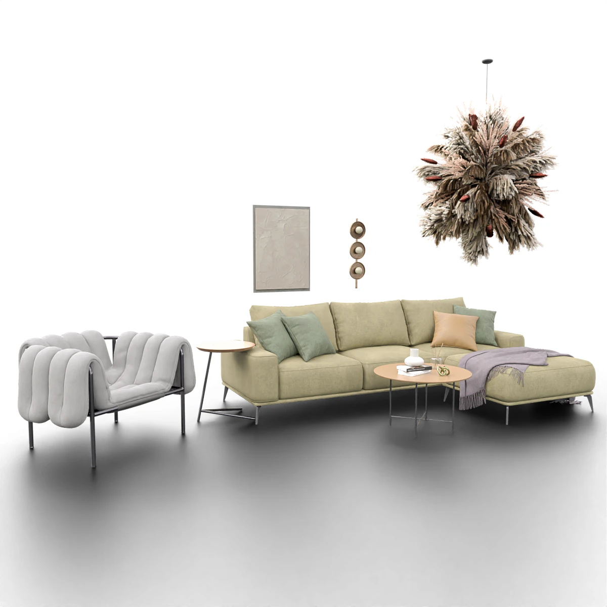 Modern Living Room Furniture Set GameArchviz Ready 3D Model .c4d .max .obj .3ds .fbx .stl .blend