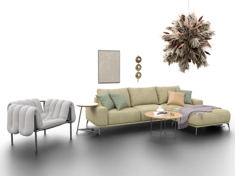 Modern Living Room Furniture Set GameArchviz Ready 3D Model
