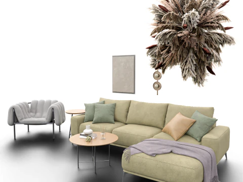 Modern Living Room Furniture Set GameArchviz Ready 3D Model