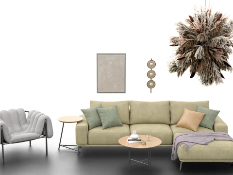 Modern Living Room Furniture Set GameArchviz Ready 3D Model