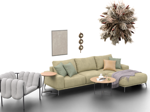 Modern Living Room Furniture Set GameArchviz Ready Modello 3D