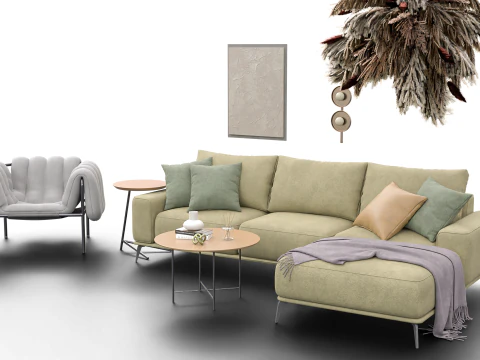 Modern Living Room Furniture Set GameArchviz Ready 3D Model
