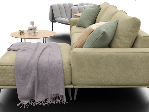 Modern Living Room Furniture Set GameArchviz Ready 3D Model