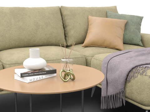 Modern Living Room Furniture Set GameArchviz Ready Modello 3D