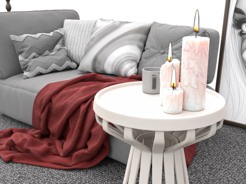 Eclectic Living Room Scene with Art Gallery Wall 3D 模型