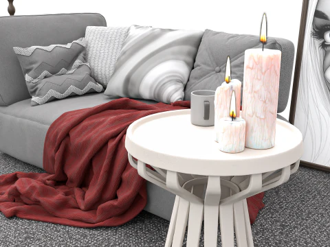 Eclectic Living Room Scene with Art Gallery Wall 3D Model