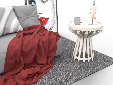 Eclectic Living Room Scene with Art Gallery Wall 3D 模型