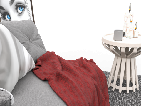 Eclectic Living Room Scene with Art Gallery Wall 3D 模型