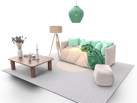 Minimal Boho Lounge with Pastel Accents Modelo 3D