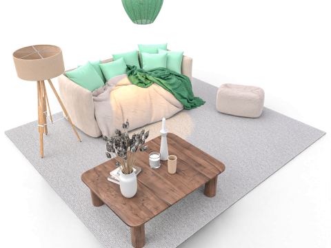 Minimal Boho Lounge with Pastel Accents Modelo 3D