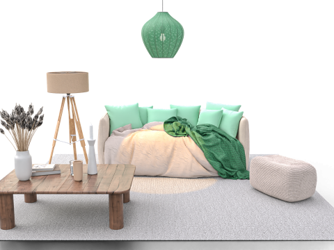 Minimal Boho Lounge with Pastel Accents Modelo 3D
