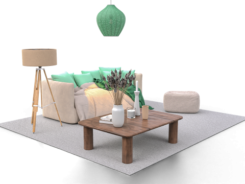Minimal Boho Lounge with Pastel Accents Modelo 3D