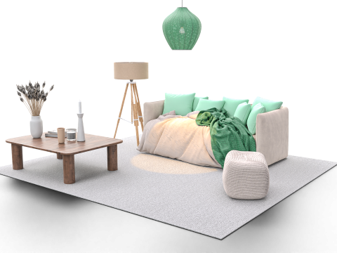 Minimal Boho Lounge with Pastel Accents Modelo 3D