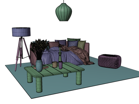 Minimal Boho Lounge with Pastel Accents Modelo 3D