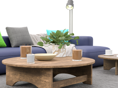 Scandinavian Lounge Living Room Set Papasan Chair Modern Decor 3D Model