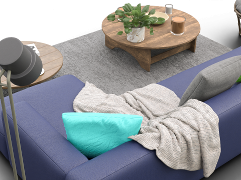 Scandinavian Lounge Living Room Set Papasan Chair Modern Decor 3D Model