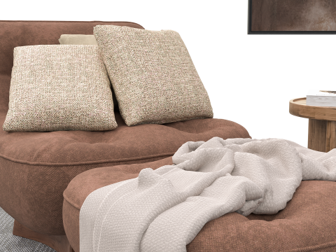 Bohemian Reading Corner Cozy Armchair Natural Decor Set 3D Модель