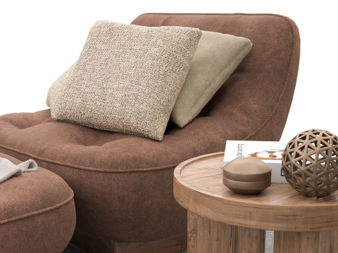 Bohemian Reading Corner Cozy Armchair Natural Decor Set 3D Модель