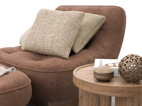 Bohemian Reading Corner Cozy Armchair Natural Decor Set 3D Model