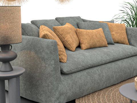 Modern Boho Living Room Scene Game Ready Interior Asset Modèle 3D