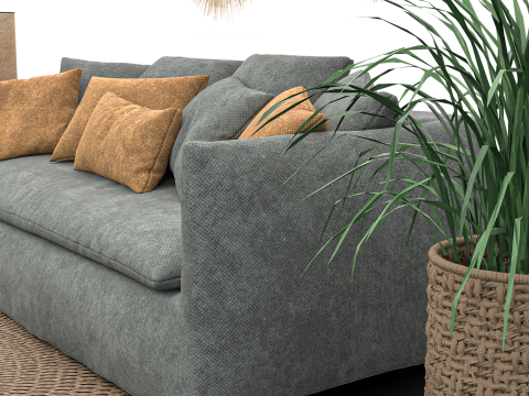 Modern Boho Living Room Scene Game Ready Interior Asset Modèle 3D