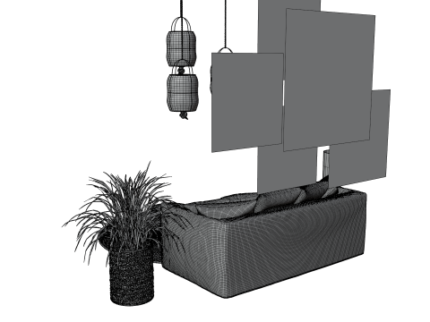 Modern Boho Living Room Scene Game Ready Interior Asset Modèle 3D
