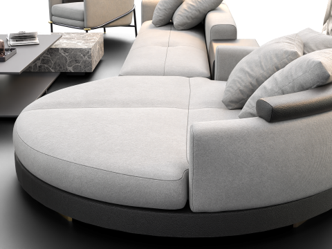 Modern Living Room Interior with Wall Art Neutral Tone Scene 3D Модель