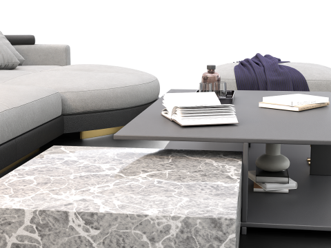 Modern Living Room Interior with Wall Art Neutral Tone Scene 3D Модель