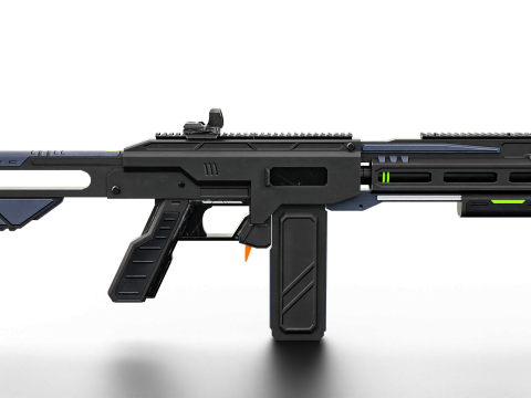 Low-Poly Sci-Fi Bullpup Rifle Futuristic Energy Weapon with Tactical Scope Model 3D