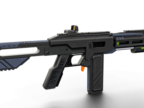 Low-Poly Sci-Fi Bullpup Rifle Futuristic Energy Weapon with Tactical Scope Model 3D