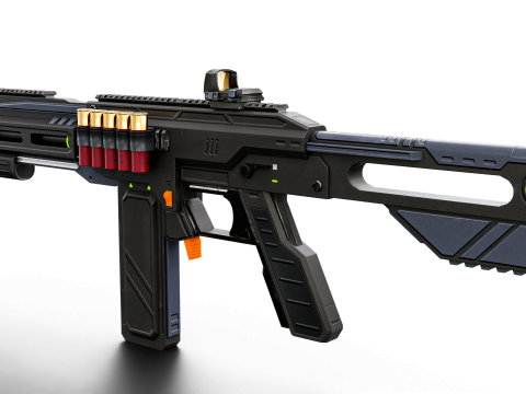 Low-Poly Sci-Fi Bullpup Rifle Futuristic Energy Weapon with Tactical Scope Model 3D