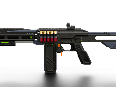 Low-Poly Sci-Fi Bullpup Rifle Futuristic Energy Weapon with Tactical Scope Model 3D