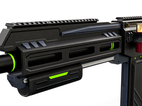 Low-Poly Sci-Fi Bullpup Rifle Futuristic Energy Weapon with Tactical Scope Model 3D