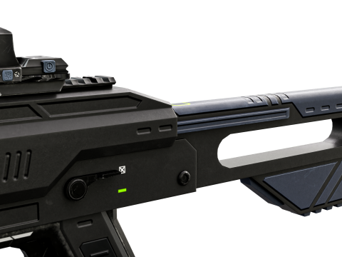 Low-Poly Sci-Fi Bullpup Rifle Futuristic Energy Weapon with Tactical Scope Model 3D