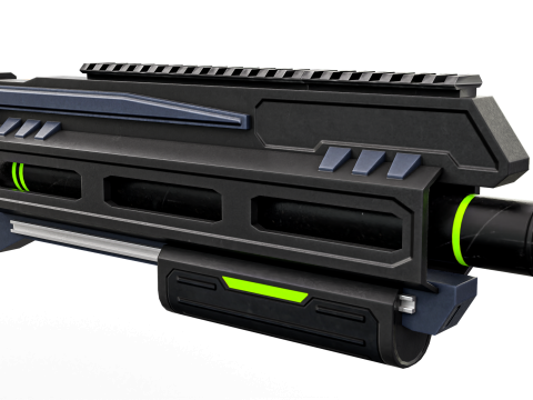 Low-Poly Sci-Fi Bullpup Rifle Futuristic Energy Weapon with Tactical Scope Model 3D