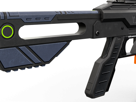 Low-Poly Sci-Fi Bullpup Rifle Futuristic Energy Weapon with Tactical Scope Model 3D