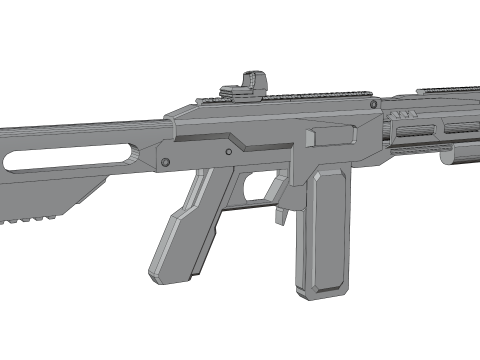 Low-Poly Sci-Fi Bullpup Rifle Futuristic Energy Weapon with Tactical Scope Model 3D