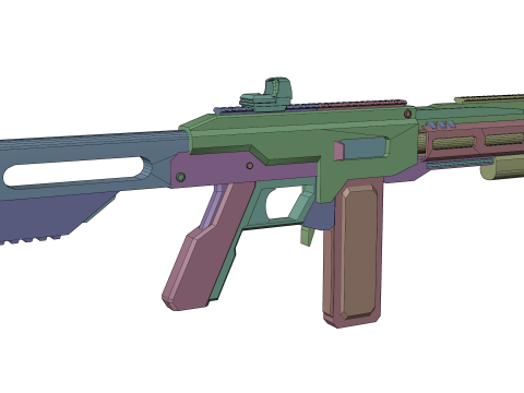 Low-Poly Sci-Fi Bullpup Rifle Futuristic Energy Weapon with Tactical Scope Model 3D