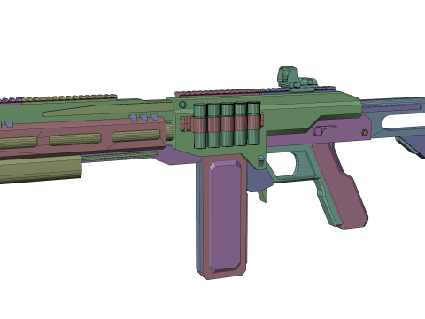 Low-Poly Sci-Fi Bullpup Rifle Futuristic Energy Weapon with Tactical Scope Model 3D