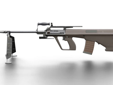 Set di fucili tattici AUG Armi Bullpup pronte per il gioco Modello 3D