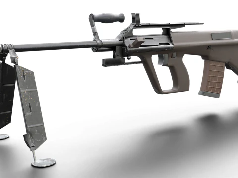 Set di fucili tattici AUG Armi Bullpup pronte per il gioco Modello 3D