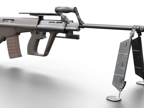 Set di fucili tattici AUG Armi Bullpup pronte per il gioco Modello 3D