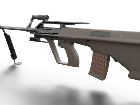 Set di fucili tattici AUG Armi Bullpup pronte per il gioco Modello 3D