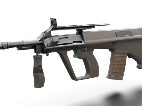 Set di fucili tattici AUG Armi Bullpup pronte per il gioco Modello 3D