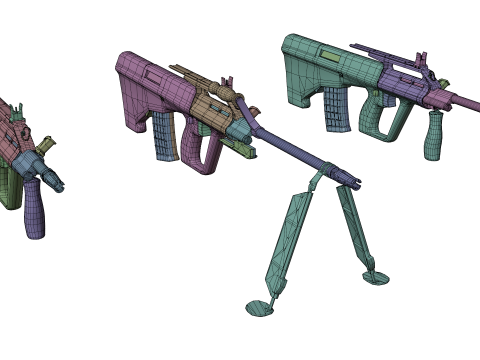 AUG Tactical Rifle Set Game-Ready Bullpup Weapons Model 3D