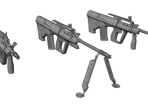 AUG Tactical Rifle Set Game-Ready Bullpup Weapons Model 3D
