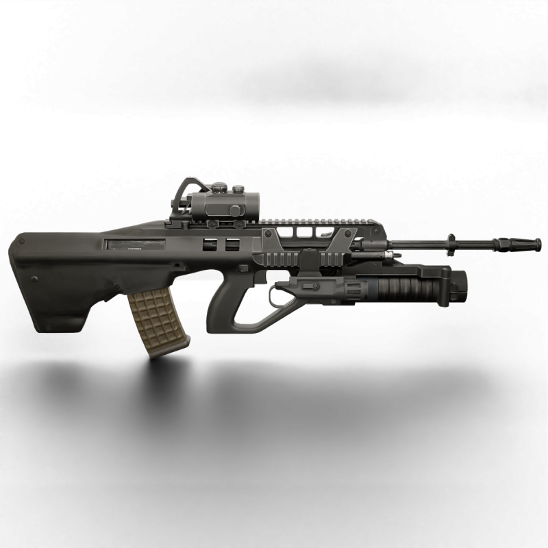 Realistic Tactical Assault Rifle Game Ready PBR Textured Grenade Launcher Red Dot Sight 3D Model .c4d .max .obj .3ds .fbx .stl .blend